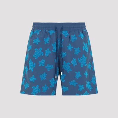 Vilebrequin Moorea Straight-leg Mid-length Printed Recycled Swim Shorts In Blue