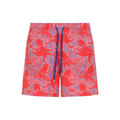 Vilebrequin Moorea Hypnoptocus Print Swim Shorts In Red