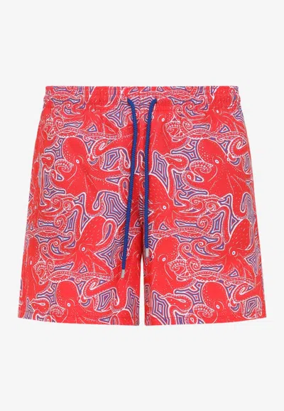 Vilebrequin Moorea Hypnoptocus Print Swim Shorts In Red