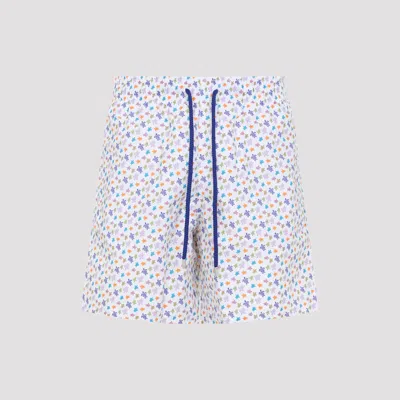 Vilebrequin Moorea Straight-leg Mid-length Printed Swim Shorts In White