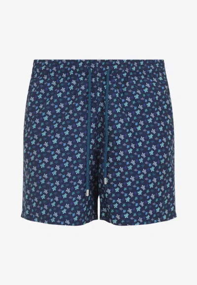 Vilebrequin Micro Turtle Print Moorea Swim Shorts In Blue