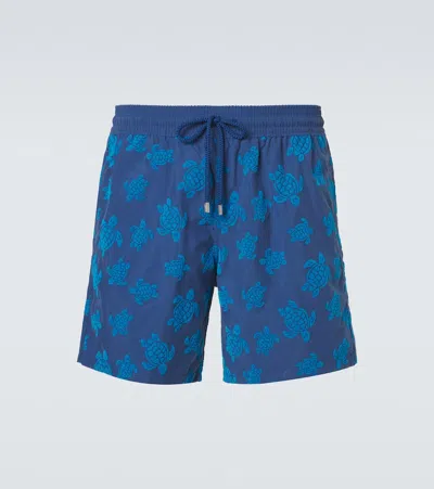 Vilebrequin Moorea Straight-leg Mid-length Printed Recycled Swim Shorts In Blue