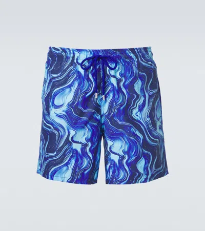 Vilebrequin Drawstring Patterned Swim Shorts In Blue