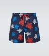 Vilebrequin Moorea Printed Swim Trunks In Navy Blue Marine