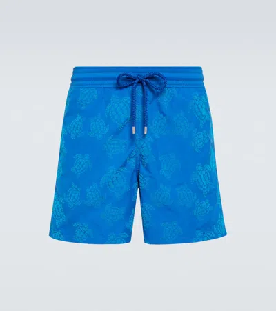 Vilebrequin Turtle Print Moorea Swim Shorts In Blue