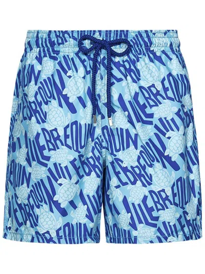 Vilebrequin Moorea Ronde Des Tortues Logo Swimsuit In Blue