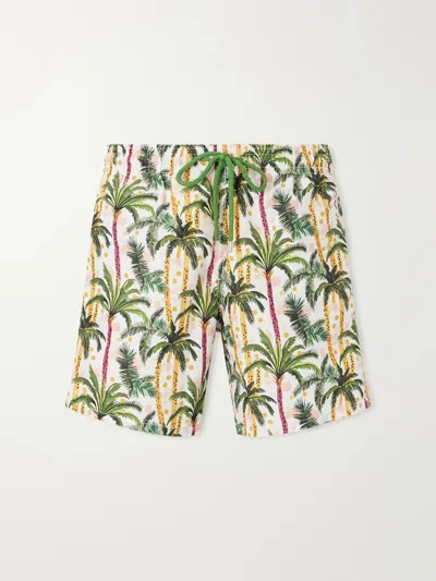 Vilebrequin Moorea Straight-leg Mid-length Printed Econyl® Shorts In Green