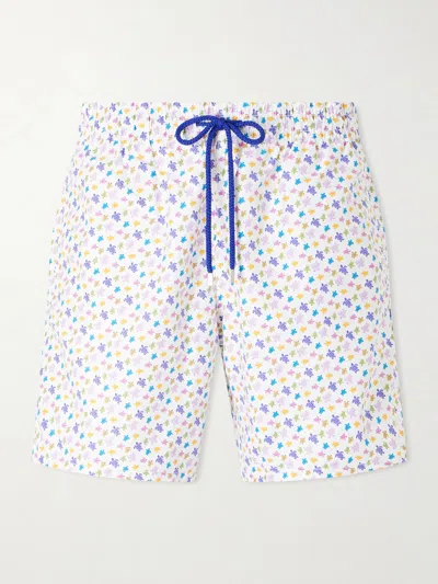 Vilebrequin Moorea Straight-leg Mid-length Printed Swim Shorts In White