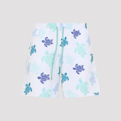 Vilebrequin Men Swim Shorts Tortues Multicolores In White