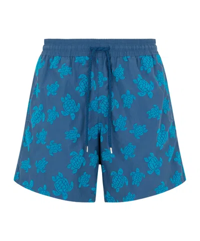 Vilebrequin Moorea Straight-leg Mid-length Printed Recycled Swim Shorts In Blue