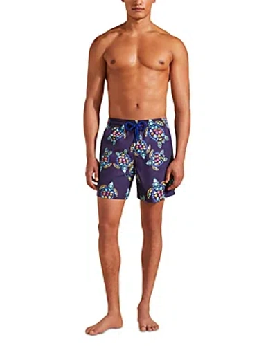 Vilebrequin Moorea Vendome Turtles Print 6 Swim Trunks In Minuit