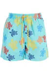 Vilebrequin Tortues Multicolores Long Stretch Board Shorts In Light Blue