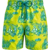 Vilebrequin Moorea Deep Sea Toile De Jouy Print 6 Swim Trunks In Yellow