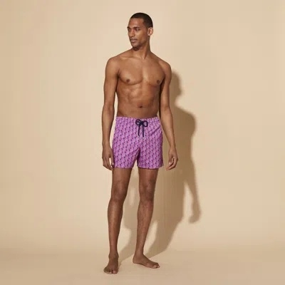 Vilebrequin Moorise Micro Ron Ronde Des Tortues Rainbow Purple Swim Short In Blue