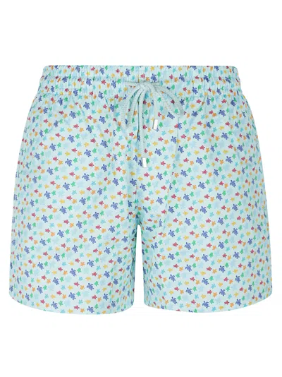 Vilebrequin Moorise Straight-leg Mid-length Printed Swim Shorts In Blue