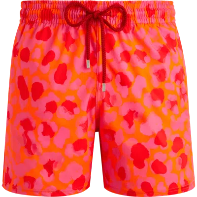 Vilebrequin New Leopard Stretch Swim Trunks In Abricot
