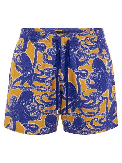Vilebrequin Moorise Patterned Short Beach Shorts In Brown
