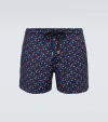 Vilebrequin Moorea Micro Turtle Stretch Swim Trunks In Blue