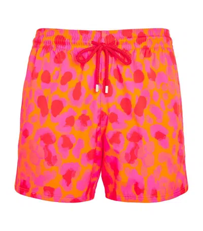 Vilebrequin New Leopard Stretch Swim Trunks In Abricot