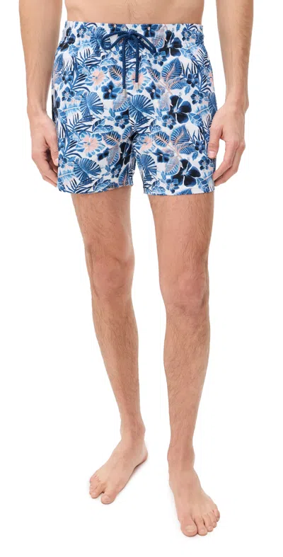 Vilebrequin Moorise Straight-leg Mid-length Printed Recycled Swim Shorts In Blue