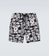 Vilebrequin Stretch Polyester Swimming Shorts With Tahiti Turtles Pattern In Noir