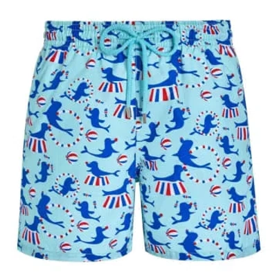 Vilebrequin Seal-print Swim Shorts In Blue