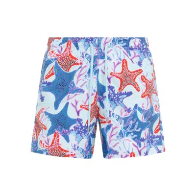 Vilebrequin Multicolor Moorea Stars Swim Shorts In Blue