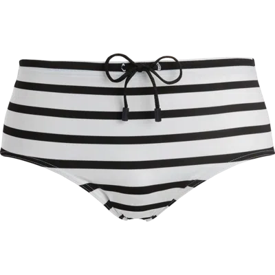 Vilebrequin Men's Stripe Water Swim Bottoms In Noir/white
