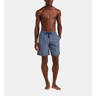 Vilebrequin Net Sharks Longer Length Board Shorts In Blue