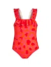Vilebrequin Girl's One-piece Leopard-print Swimsuit In Orange