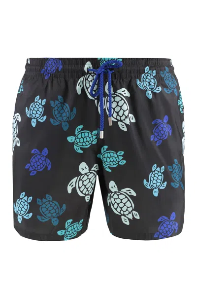 Vilebrequin Recycled Materials Printed Swim Trunks In Black