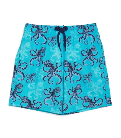 Vilebrequin Kids' Octopus Print Swim Shorts In Blue