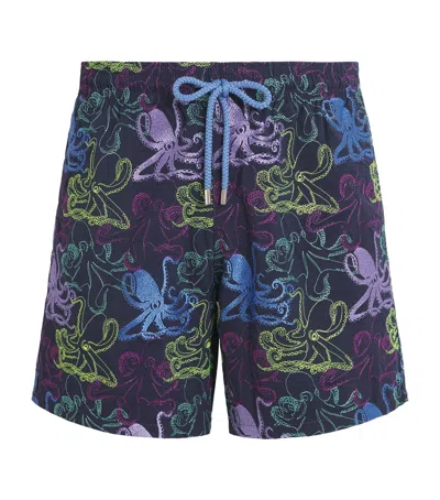 Vilebrequin Octopussy Embroidered Mistral Swim Shorts In Blue