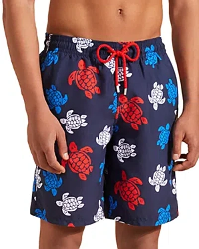 Vilebrequin Moorea Printed Swim Trunks In Navy Blue Marine