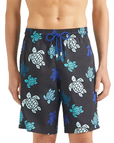 Vilebrequin Okohina Printed 7.5 Swim Trunks In Black