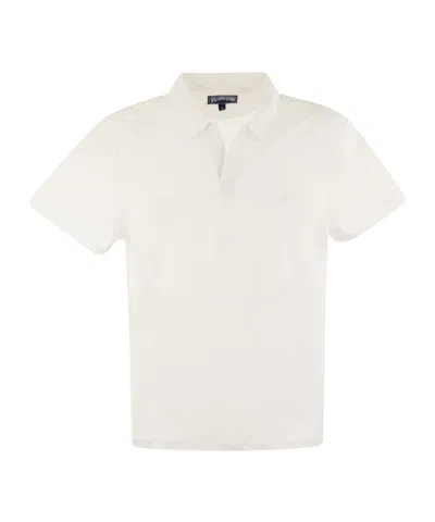 Vilebrequin Linen Jersey Polo Shirt Solid In White