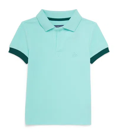 Vilebrequin Kids' Organic Cotton Embroidered Polo Shirt In Blue