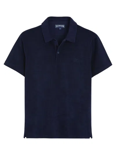 Vilebrequin Organic Cotton Polo Shirt With Embroidered Turtle In Blue