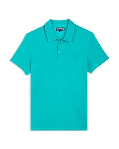 Vilebrequin Organic Cotton Terry Logo Embroidered Regular Fit Polo Shirt In Candy Green