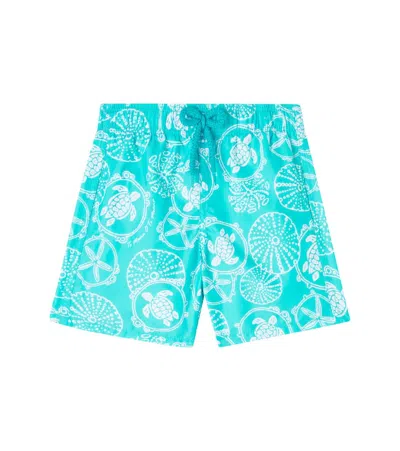 Vilebrequin Kids' Oursins Printed Swim Trunks In Blue