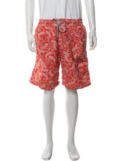 Pre-owned Vilebrequin Paisley Print Swim Trunks In Orange