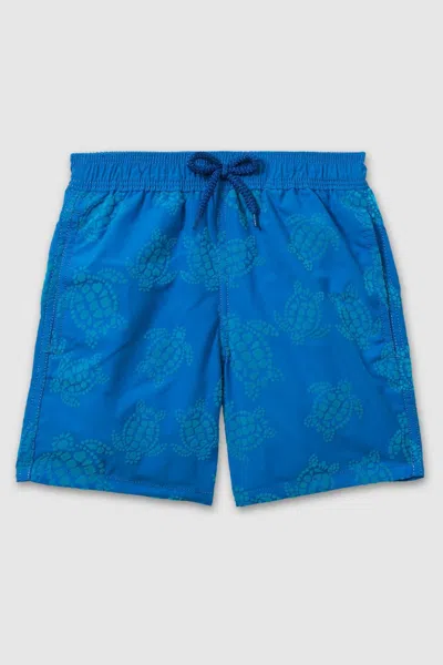 Vilebrequin Palace Blue Flocked Turtle Swim Shorts