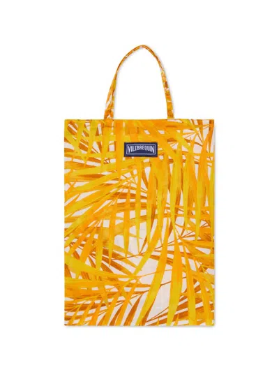 Vilebrequin Palm Leaves-print Cotton Pareo In 188 Mango/orange