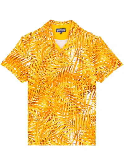 Vilebrequin Palm Leaves-print Polo Shirt In Orange