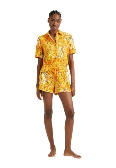 Vilebrequin Palm Leaves Printed Organic Terry Cotton Polo In Mangue