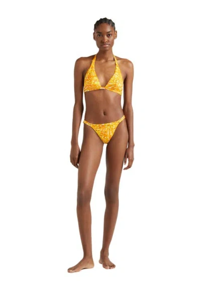 Vilebrequin Palm Leaves Side Tie Jersey Bikini Top In Mangue