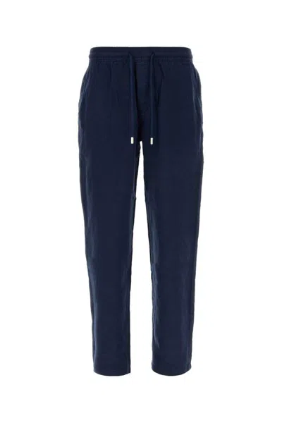 Vilebrequin Linen Pacha Trousers Side And Back Pockets In Blue