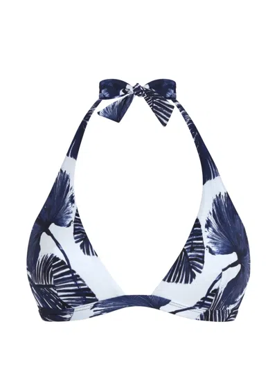 Vilebrequin Papagaio Leaf-print Bikini Top In Blue