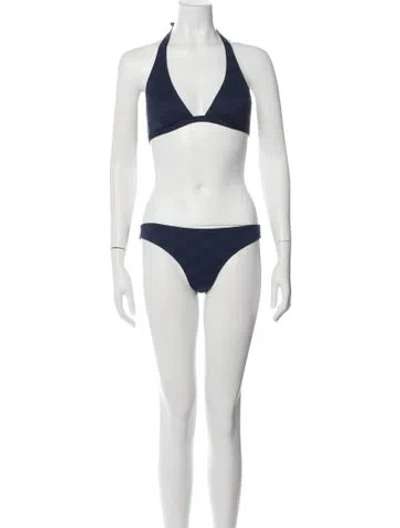 Pre-owned Vilebrequin Patterned Embroidered Accent Bikini W/ Tags In Blue