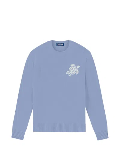 Vilebrequin Payol Turtle-embroidered Crew-neck Sweater In Blue